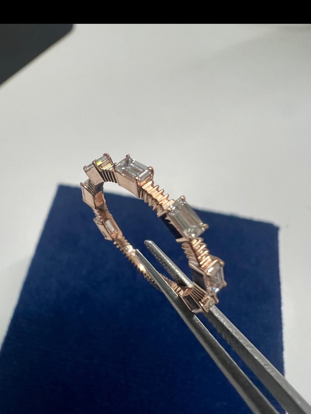 10K Rose Gold Emerald Cut Diamond Ring